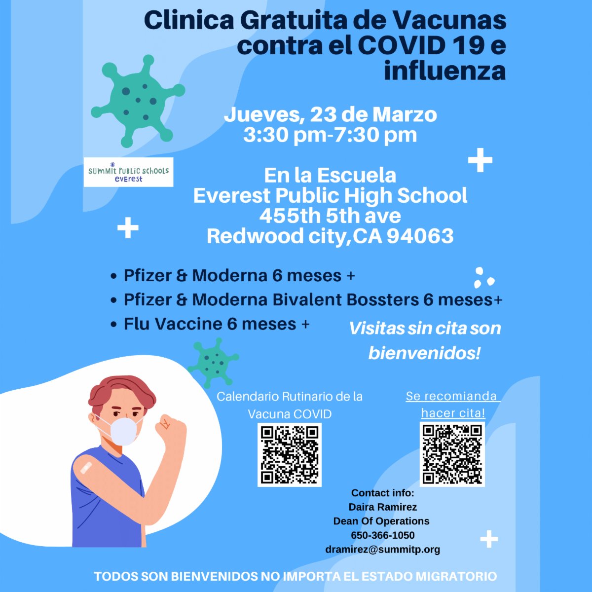 LegalAidSMC's tweet photo. Everest Public High School is hosting a free vaccine clinic this Thursday from 3:30 pm - 7:30 pm
Este jueves de 3:30 pm - 7:30 pm, Everest Public High School ofrece una clínica de vacunación gratuita. https://t.co/KnSFnq4BcL