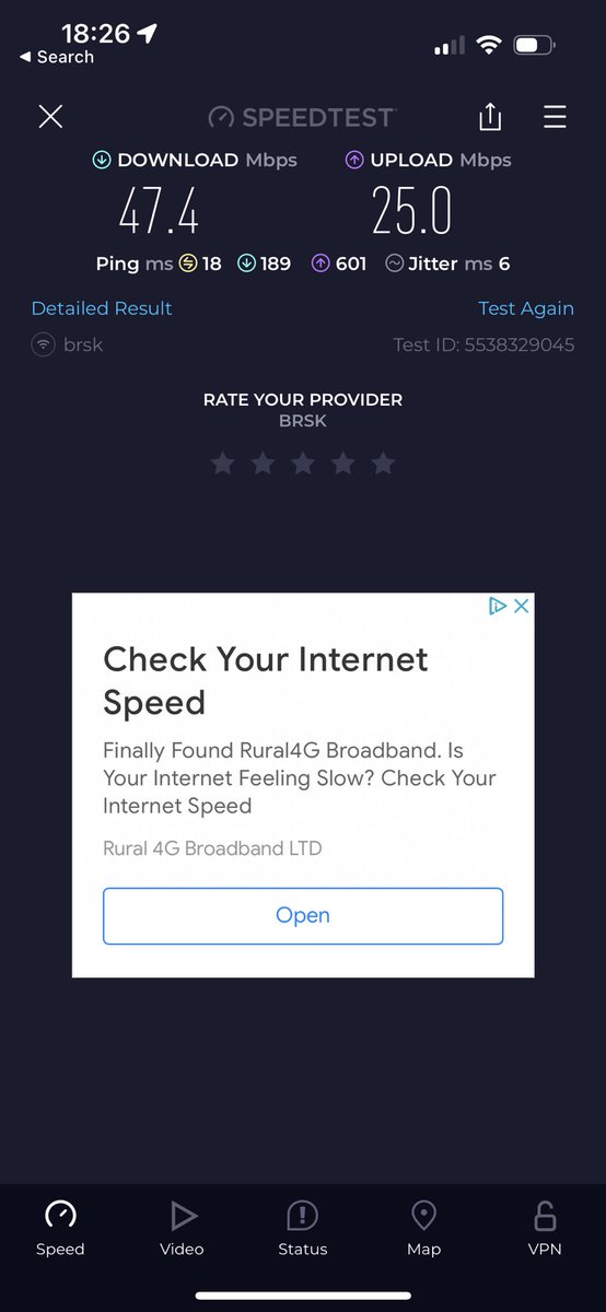 simonlangley's tweet photo. Hey @Brsk_uk I have just moved over to you from VM, but your wifi speeds are pretty dreadful. Have rebooted routers and whatnot, but to no avail. I’m on the max speed package but getting woefully slow speeds. Any ideas? https://t.co/ml7B7SayiW