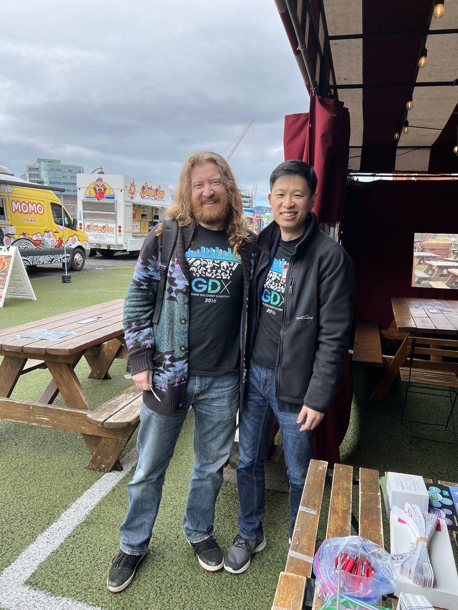 IAAlberta's tweet photo. We’ve got a matching outfit alert! @Team33Games in the house representing #GDX2016 with @RiceRocketeer! https://t.co/Zk6FoxPDld