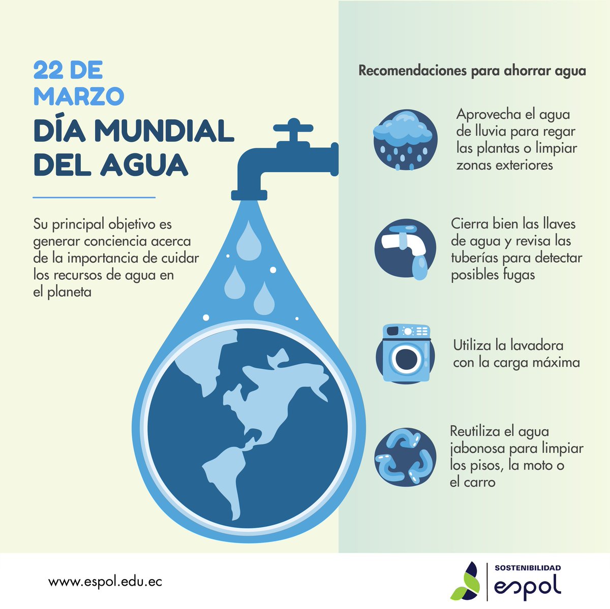 En el #DíaMundialDelAgua hagamos conciencia sobre el uso responsable de este gran recurso y cómo podemos ayudar a salvar el planeta 🙌🏻🌎💧