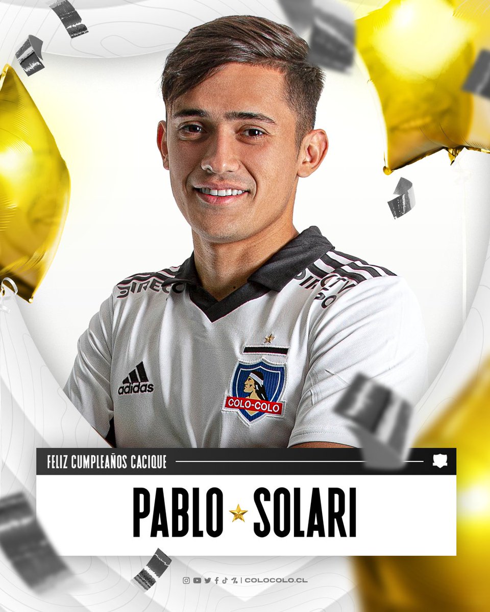 ColoColo's tweet photo. ¡𝐅𝐞𝐥𝐢𝐳 𝐜𝐮𝐦𝐩𝐥𝐞𝐚𝐧̃𝐨𝐬 𝐏𝐚𝐛𝐥𝐨 𝐒𝐨𝐥𝐚𝐫𝐢! 

Llegaste con toda ilusión en una época difícil y con aquel gol quedaste para siempre en la memoria colocolina ⚽

Un abrazo enorme en este complicado momento, "Pibe" querido. 🥀🤍🖤 https://t.co/HHSaP4Voxm