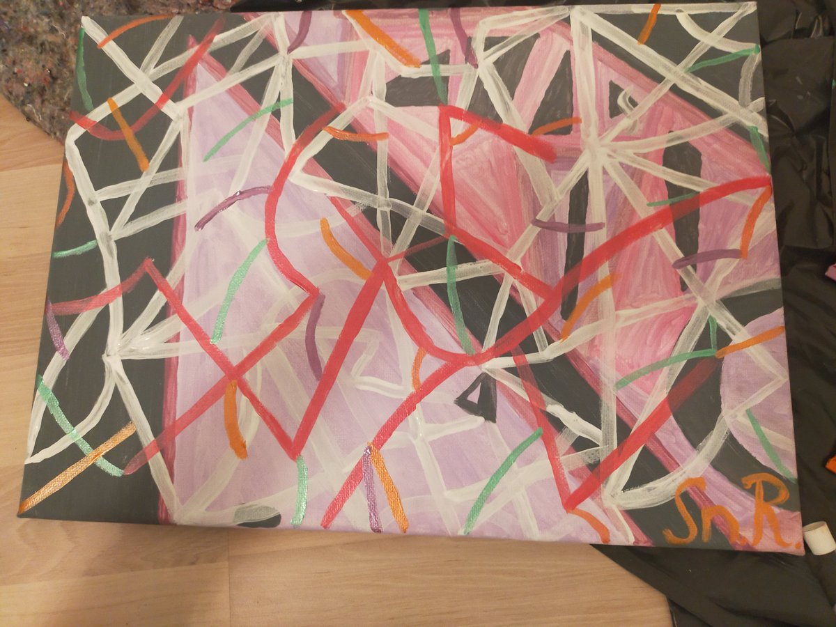 ReimannSnezana's tweet image. #acrylmalen #geburtstagsgeschenk #sohn  
Bekam keine weitere Rückmeldung,nur Sohn meinte, vielleicht noch mit rot drüber malen. Dann kam also Magenta,lila, Phthalogruen, Bronze und Kupfer dazu, das waren die Metallic Farben, die ich eigentlich für Acrylic pouring aufheben wollte