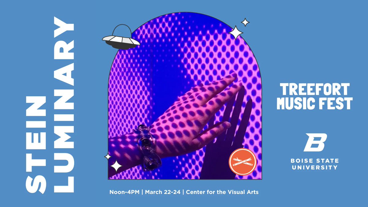Stein Luminary will offer immersive music + media exhibits 12-4 p.m. 3/22-24:
✨“Resonances” by Ryan Donahue &amp; Saint Monday
✨“Waveforma” <a href="/BoiseStateCID/">CI+D</a> GIMM students Elias Willerup &amp; Preston Valles 
✨“Ephemeral Moves” by alum Joseph Haskin
boi.st/3FBx2B5
#Treefort11