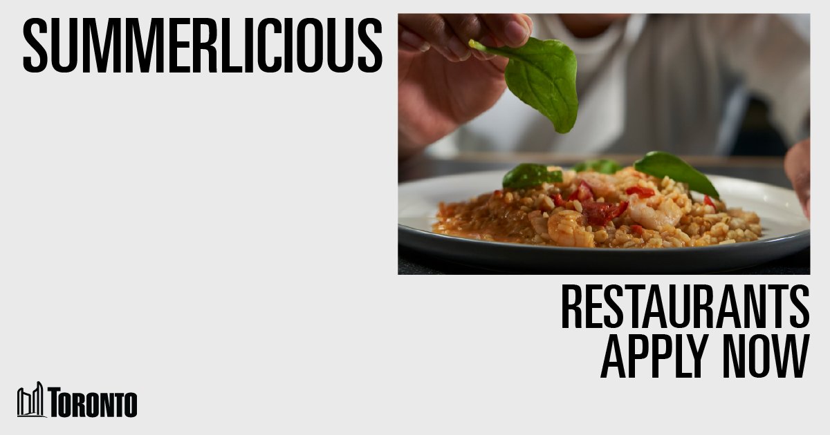 cityoftoronto's tweet photo. ๐ Attention Toronto restaurant owners from downtown to the suburbs! Applications for #Summerlicious close tonight at 11:59 pm
Learn more and apply now at https://t.co/MsVsmF9K8t
#LiciousTO #Summerlicious2023 #DineTO #FoodTO @LiciousTO https://t.co/Xd7gtsrCLV