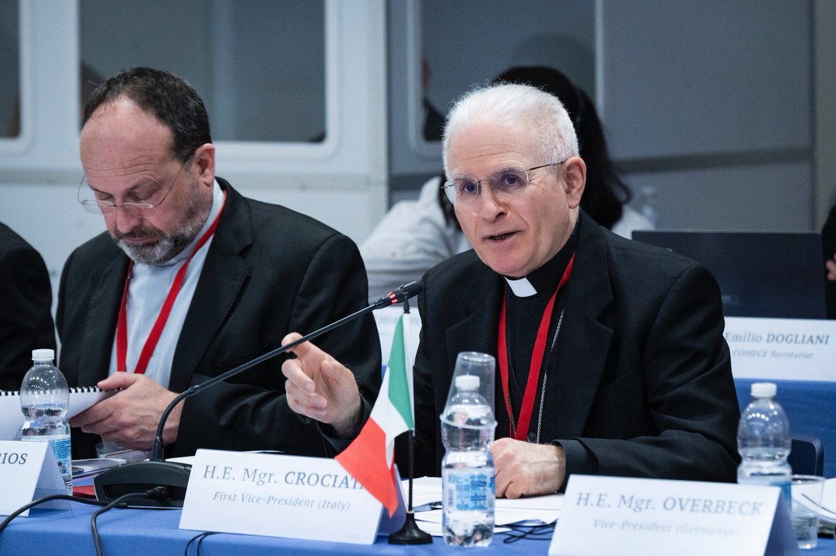ComeceEu's tweet photo. 🔴 +++ His Excellency Mgr. Mariano Crociata (@UCSCEI) is the new President of COMECE. He was elected on Wednesday 22 March 2023 by the Bishop Delegates of the EU Episcopates, gathered in Rome for the Spring Plenary Assembly of COMECE. Congratulation!

📰 https://t.co/kEl20djPI3 https://t.co/dkSFi6kVGR
