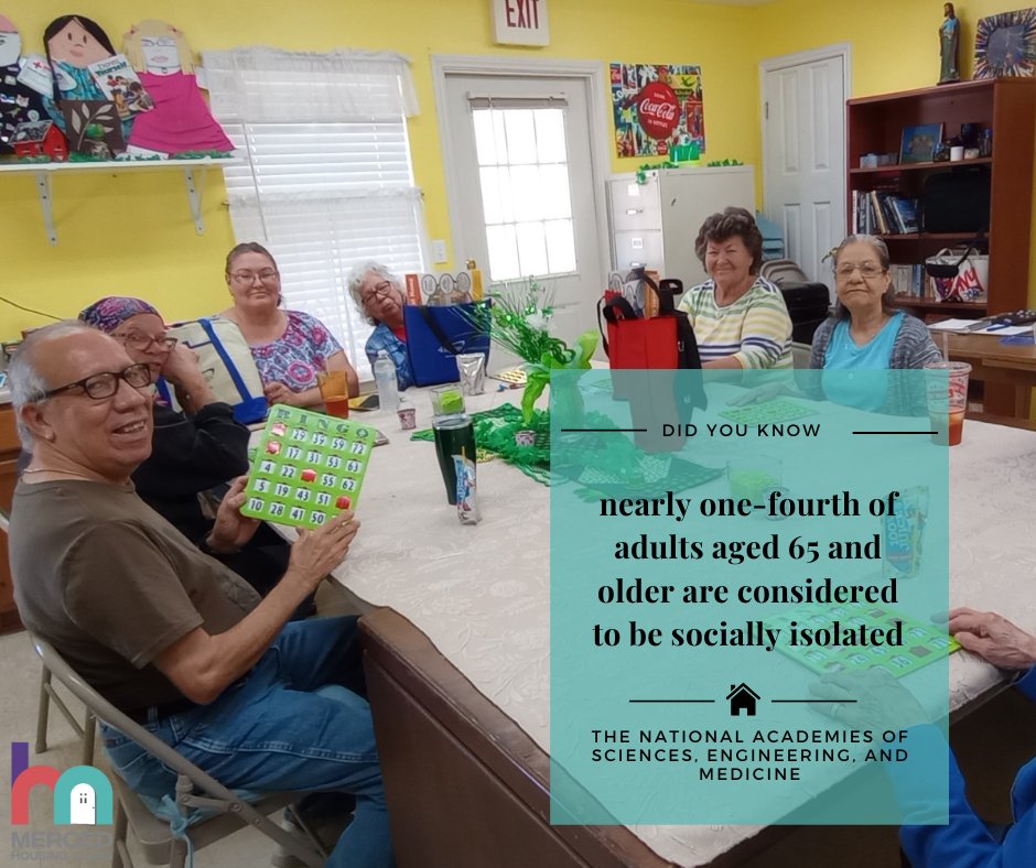 MercedTexas's tweet photo. Older adults are at increased risk for loneliness and social isolation because they are more likely to live alone, have less family or friends, manage chronic illnesses, and live with hearing loss. Learn more at https://t.co/zJBzolnytL https://t.co/9AYHccKUk4