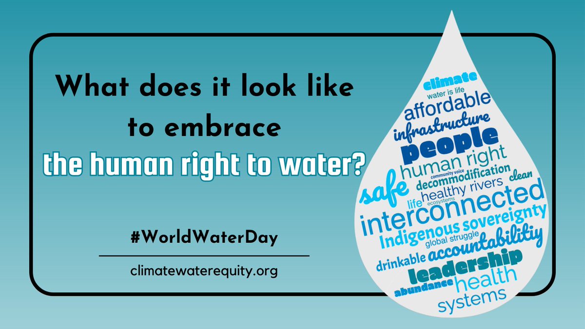 Water justice = climate justice. We can only realize the human right to water when communities experience neighborhoods with clean water to drink, bathe, swim, and play.  #WorldWaterDay #Water4Climate