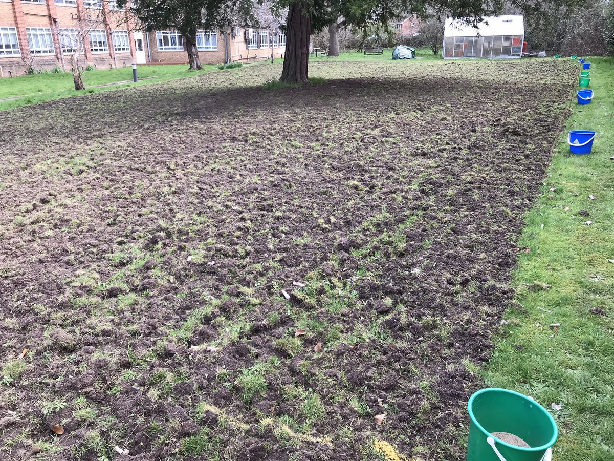 DuncanWestbury's tweet photo. Job done! New perennial meadow sown today with the help of students and the estates team! It will be cut short (approx 7cm) all this year to aid establishment. @worcester_uni @WorcsWT #EnvManSus https://t.co/FKmdlUHhRI