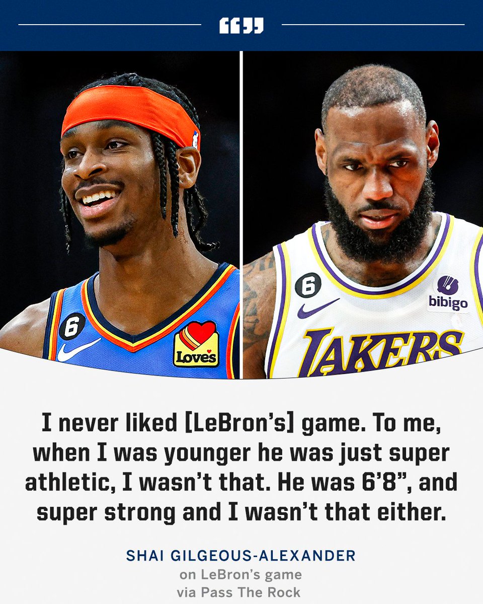 SGA talked about what he thought of LeBron's game growing up.

(via Pass The Rock)