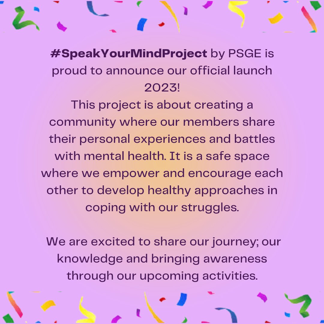 speakyourmindtt's tweet photo. #SpeakYourMindProject by PSGE is excited to share our official launch this year 2023! We have great things in store so stay connected on all our social media platforms for more updates! 😀 Link in bio.
 
#SpeakYourMindProject 
#Launch2023
#CommunitySupport 
#Awareness https://t.co/kY7RzVLGMa