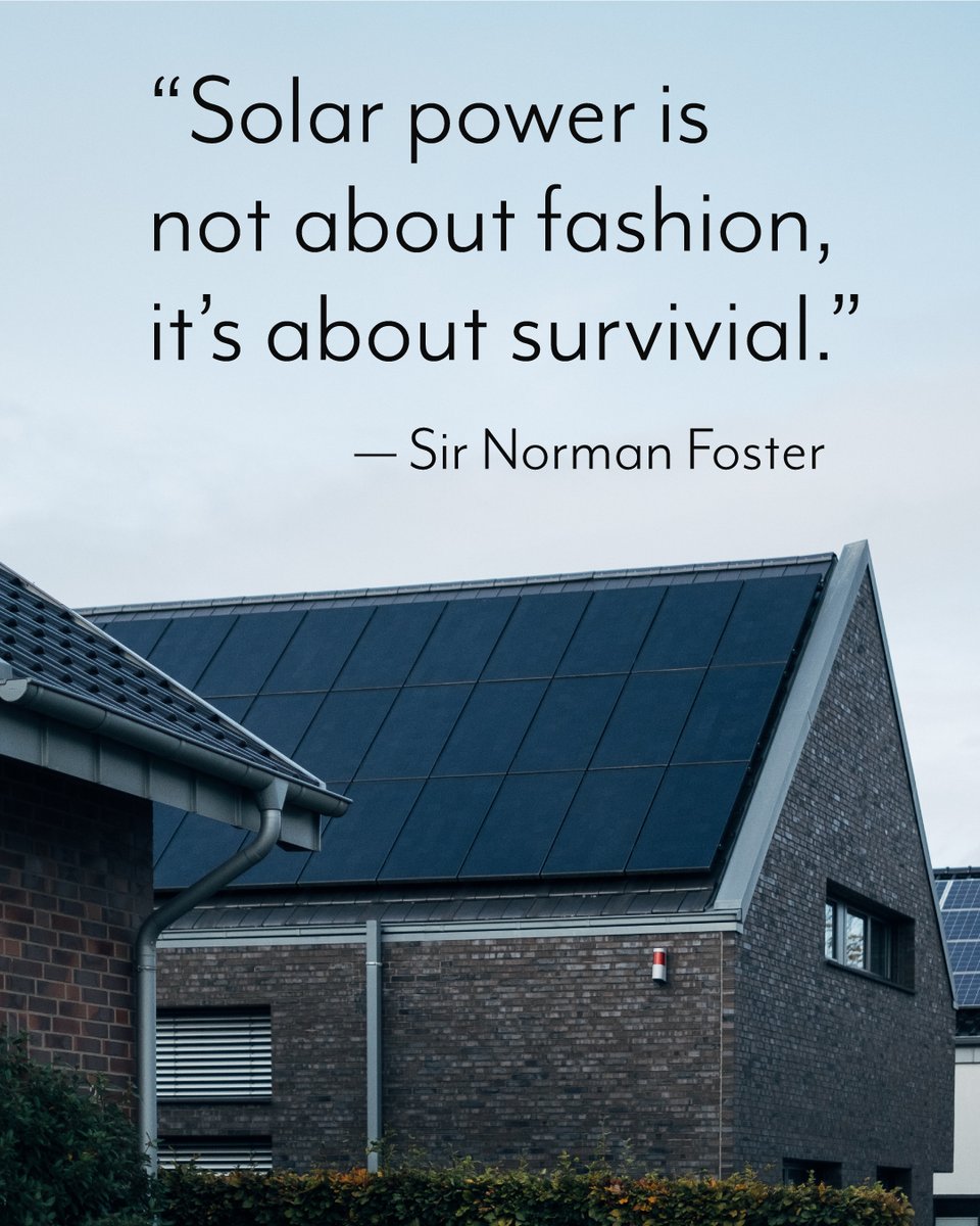 anova_solar's tweet photo. “ Solar power is not about fashion, it’s about survival.” ~Sir Norman Foster
👉 Follow @Anova Solar
.
.
.
.
#solar #solarpower #solarenergy #texas #solarpanels #cleanenergy #SustainableEnergy https://t.co/K8O5as5i0i
