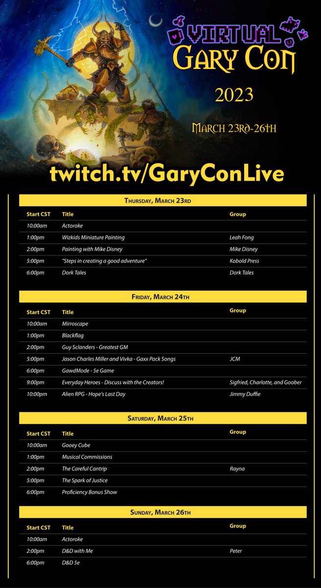The best tabletop RPG streaming from <a href="/GaryCon/">Gary Con</a>, "The heart of tabletop RPGs."
