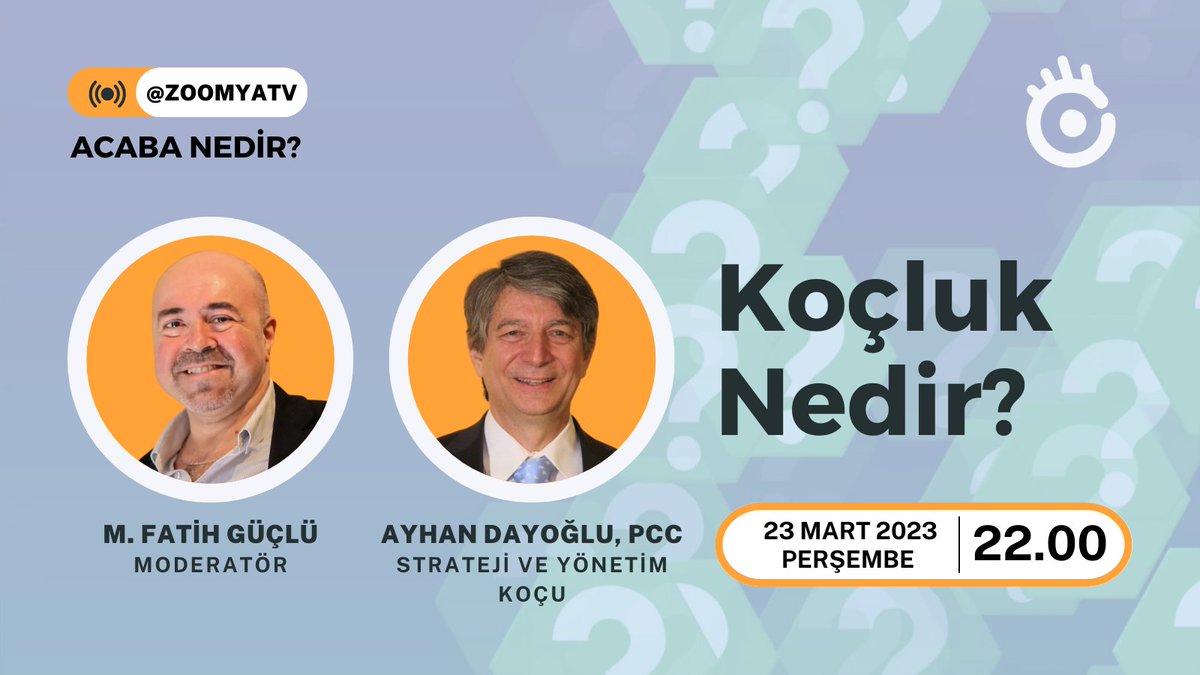 zoomyatv's tweet photo. Son yılların gelişen mesleği koçluk hakkında ne biliyoruz? Hangi açılardan mentorluk ve psikolojik terapiden farklıdır? Koçluk neyi amaçlar? Koçluğu konuşuyoruz.
#acabanedir #koç #koçluk #yönetimkoçu #flowcoachinginstitute #flowcoaching #icf #icfturkey #icftürkiye #koçlukeğitimi https://t.co/1I1Njmgiqy