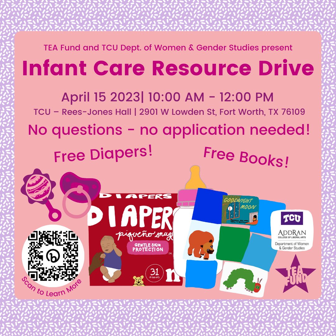TCUWGST's tweet photo. We are collaborating with @teafund to provide infant care for our community. Share this flyer and donate here: https://t.co/F9oNwbGDSv. #ChoiceNotCrisis https://t.co/YIK2do8Vqy