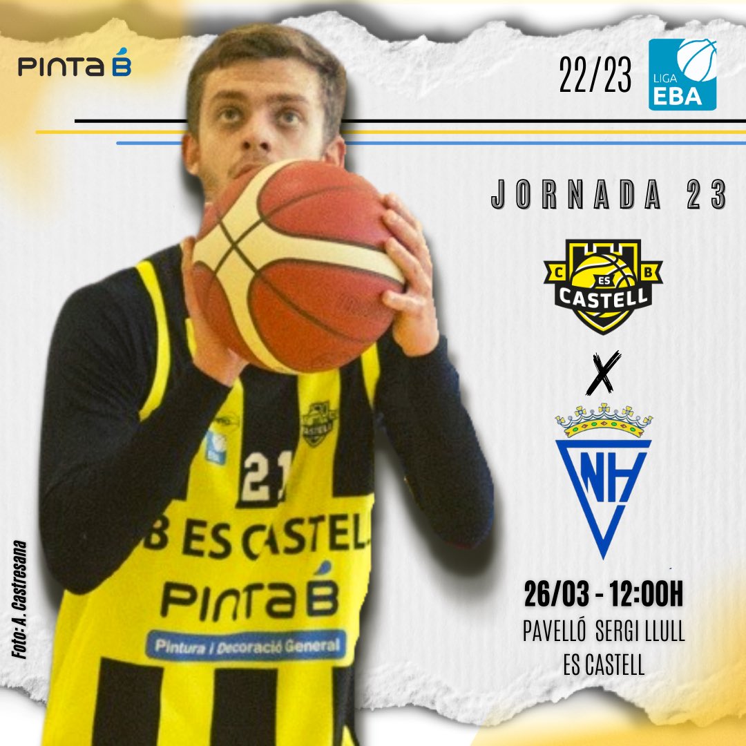 CbCastell's tweet photo. 🏆 Jornada 23 Lliga EBA C2💥! #TheYellowFever
👉 Pavelló Sergi Llull Rules! We Need You !!! 

🆚@CNHeliosBasket  
📅Diumenge 26
⏰12:00h
📌Pavelló Sergi Llull

🖤 Ens acompanyes?💛
🔥#thinkinyellow #LigaEBA #menorca #escastell #zonadebasquet #123Equipo https://t.co/CxADKCi4On