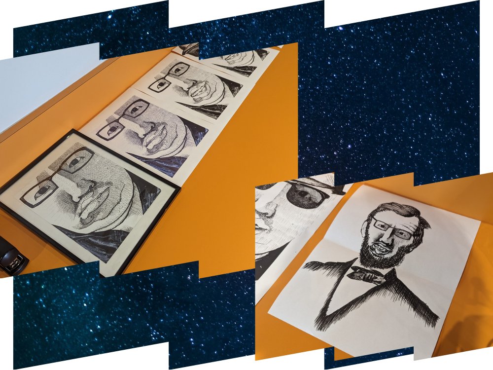 Mysterious new portraits of Tommy have been showing up at the space. Where did they come from? Outer space? Who created these drawings? Banksy? If you have clues as to their origin, head over to Slack and let us know what you know.