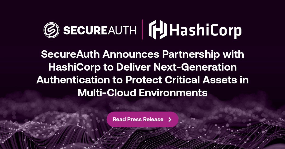 appsecurity's tweet image. SecureAuth announces its partnership with @HashiCorp to provide #passwordlessauthentication. To increase security and deployment velocity for #cloud #DevOps environments, we deliver support for Arculix #MFA into the HashiCorp Cloud Platform (HCP) #Vault. ow.ly/uxEB104zJPr