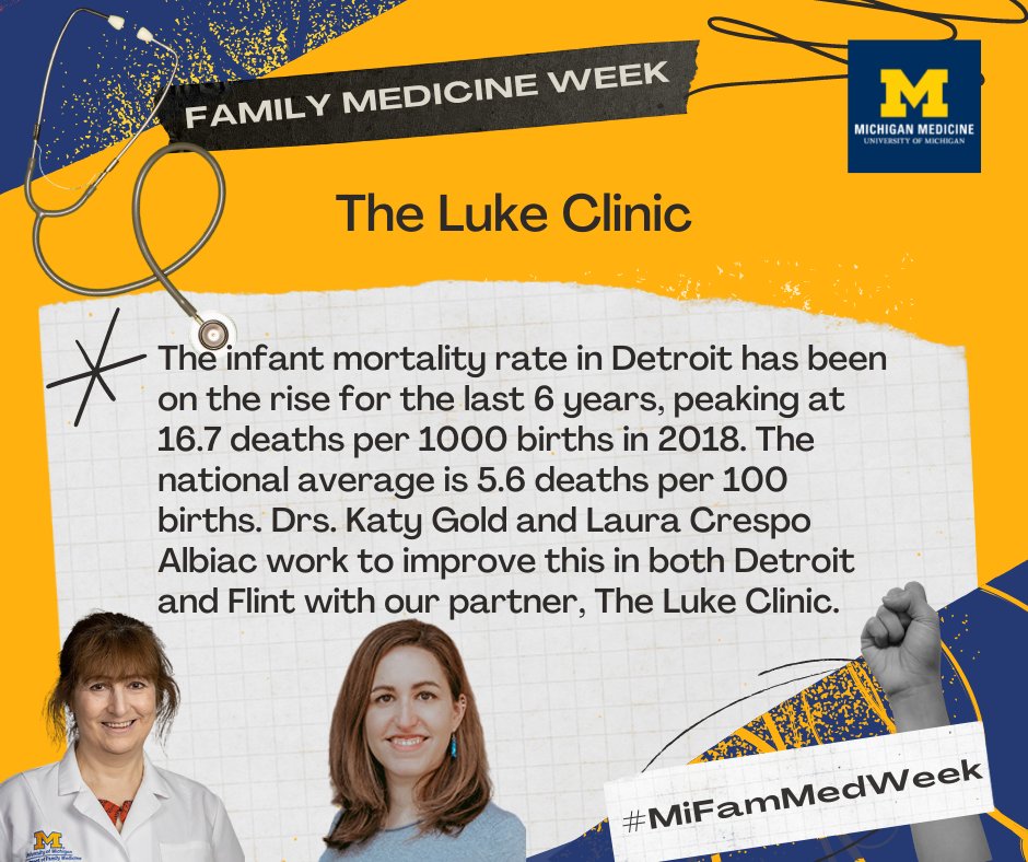 umfamilymed's tweet photo. .@KGoldMD and Dr. Laura Crespo Albiac work with The Luke Project 52 Clinic to provide free prenatal and infant care. They believe that building a trusting relationship is the basis for maintaining prenatal care throughout a pregnancy.
#MiFamMedWeek
https://t.co/ALrGwAQIpo https://t.co/Krye6wtTiO