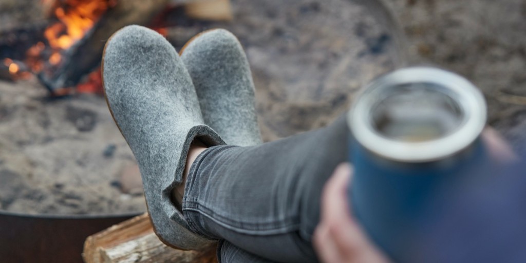 Warmth is a place called Glerups.

100% pure wool Glerups warm feet after a day paddling, pounding the trail or parking the pooch. Campers even wear them to bed! Glerups instantly warm up cold floors and decks. Unisex sizes. Fun colours. Perfect for a place like Canada.