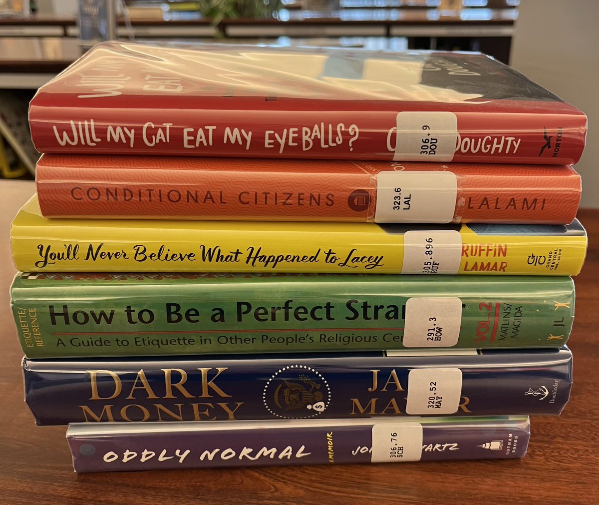 WittyBVNW's tweet photo. Tired of the gray, cloudy, foggy weather outside? Come visit the rainbow @bvnwlibrary and take a piece of it home with you! https://t.co/s50B1pdZ0i