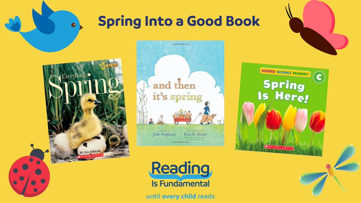 Warmer, longer days can only mean one thing, Spring has sprung! Use RIF's Spring-time Book Collection to get students buzzing and chirping about books. Find lesson plans, read aloud videos, &amp; leveled reading passages available on #LiteracyCentral: rif.org/literacy-centr…