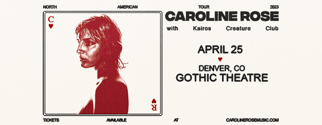 GIVEAWAY 🍒 Indie 102.3 Welcomes @CarolineRoseFM to @gothictheatre 4/25. RT for a chance to win a pair of tickets. Winners chosen Monday. Tickets on sale now: axs.com/events/453445/…