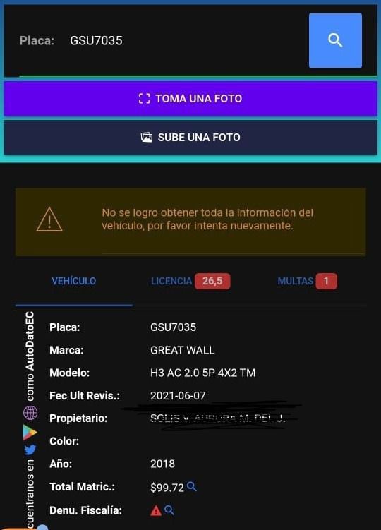 giozam18's tweet photo. @FiscaliaEcuador @LassoGuillermo @CTEcuador @Denuncias_ecu cómo es posible que los señores de la CTE quieran cobrar una multa cuando la foto del carro y la descripción son otras. Nos están perjudicando y no nos dan una respuesta, esto es más que evidente. Cobren a quien es https://t.co/G38q44Qofz