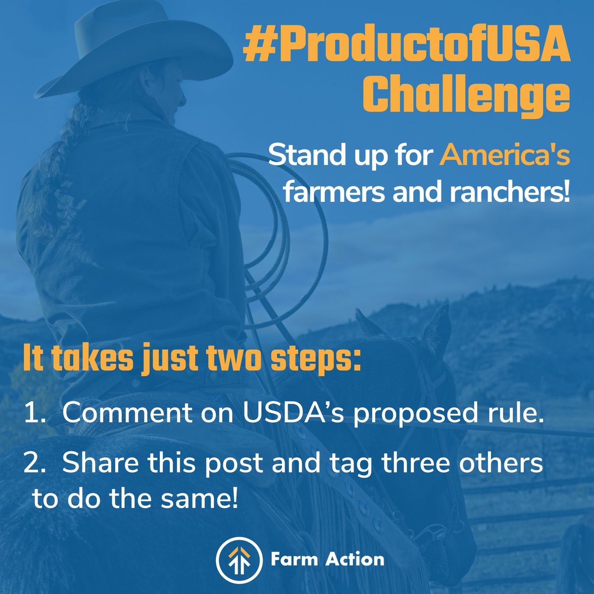 FarmActionUS's tweet photo. USDA's proposed rule on “Product of USA” labeling protects US producers and consumers. We’re joining @AmerGrassfed’s #ProductofUSAChallenge to submit a comment on the rule: https://t.co/LAjEihMeww
We’re passing the baton off to @MikeCallicrate, @GGunthorp, and @whiteoakpasture! https://t.co/WH07MlW5eu