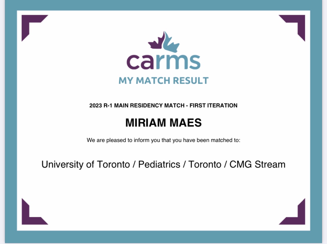 Humbled, honored, and ECSTATIC to be joining <a href="/UofTPaedsRes/">University of Toronto Paediatric Residency Program</a> this summer!!! Immensely grateful to the village that helped me get here ❤️