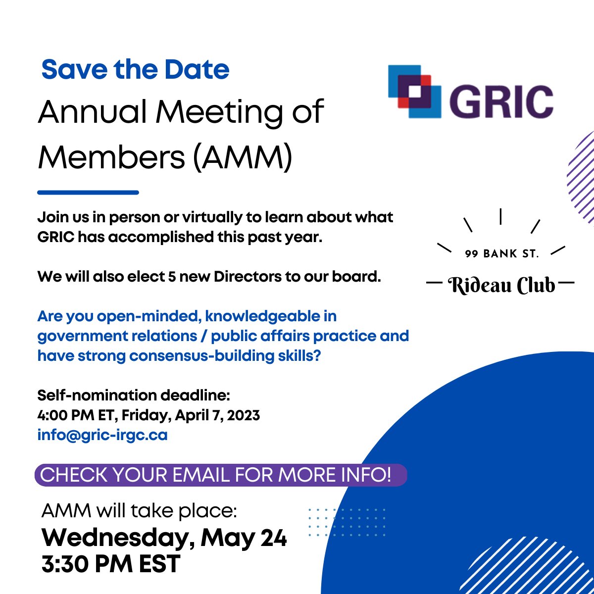 🔈Calling all #GRIC members! Interested in applying to join our board of directions for 2023/24? Details below and in your inbox 📩

Questions? Contact our nomination committee members: <a href="/AlikAngaladian/">Alik</a> <a href="/sheamusmurphy/">Sheamus Murphy 🇺🇦🇨🇦</a> <a href="/DarciMcFadden/">D'arci McFadden</a> <a href="/Alana_G_Baker/">Alana Baker</a> <a href="/megbuttle/">Megan Buttle</a>