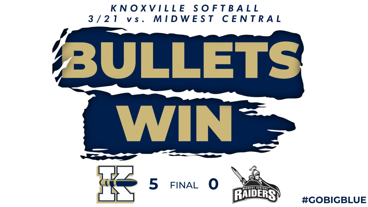 WeAreKnoxville's tweet photo. A three-hit day by Ally Jo Kavanagh and a 1-hitter from Emma Way was more than enough to take down the Raiders. The Bullets improve to 2-0!
#GoBigBlue #BlueBulletNation https://t.co/BALNkeMf32