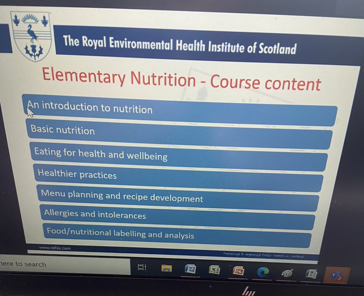Murray1Pamela's tweet photo. Thanks @REHISScotland for the informative update this morning-exciting to hear about the new Elementary Nutrition Course to support caterers and businesses, also the overview of @FSScot resources - 👉Eatwell Everyday & #MenuCal and the #weightstigma learning hub @P_H_S_Official https://t.co/GHGUOoocBz