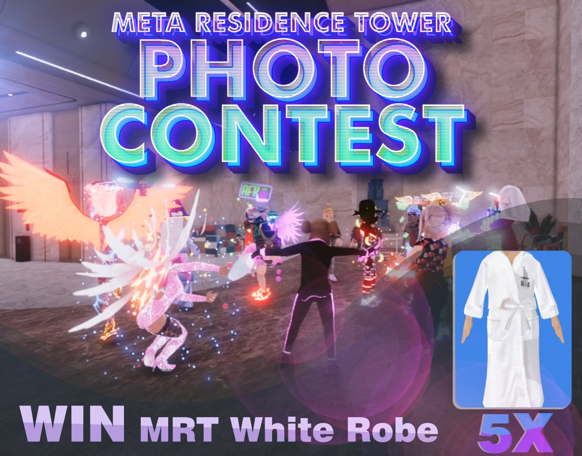 residence_meta's tweet image. 📸Meta Residence Tower Photo Contest📸

1️⃣Take any creative selfie in the MRT spaces. 
2️⃣” Quote tweet” this tweet with your selfie and ETH address 

🎁 5 White Robes at stake

❗️Wearables will be randomly raffled tomorrow at 19:00 UTC
#decentraland #giveaway