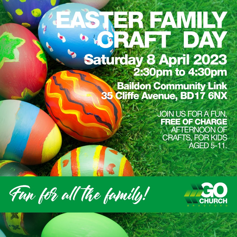 GoChurchB's tweet photo. We would love you to join us for a fun afternoon or crafts on Easter Saturday. 
Free Refreshments
Free Glitter Tattoos
And more ...
Fun for all the family!
And did we mention that it's 100% FREE!!

#gochurch #bradford #lovegrowgo #crafts #funforallthefamily #easterfun https://t.co/XurOPfgEBD