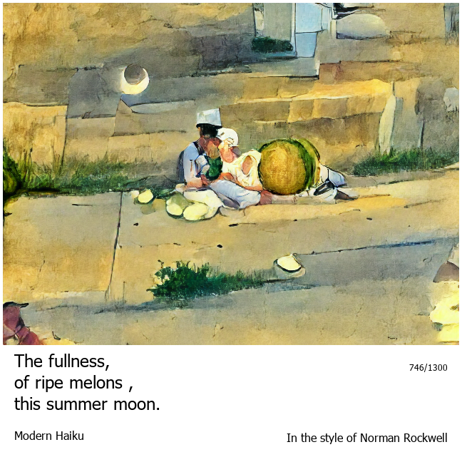 OyurtSteve's tweet photo. "The fullness, of ripe melons , this summer moon As Norman Rockwell"
Free NFT to anyone who ask!
Visit
https://t.co/OQLnmL7MdH

1. Follow OyurtSteve
2. RT and Like &amp; Tag friends if you want to!
3. Join Discord: https://t.co/zKnLE1FzOV
Reply MetaMast ID in tweeter.
#NFTGiveaway # https://t.co/GoYuNYotJo