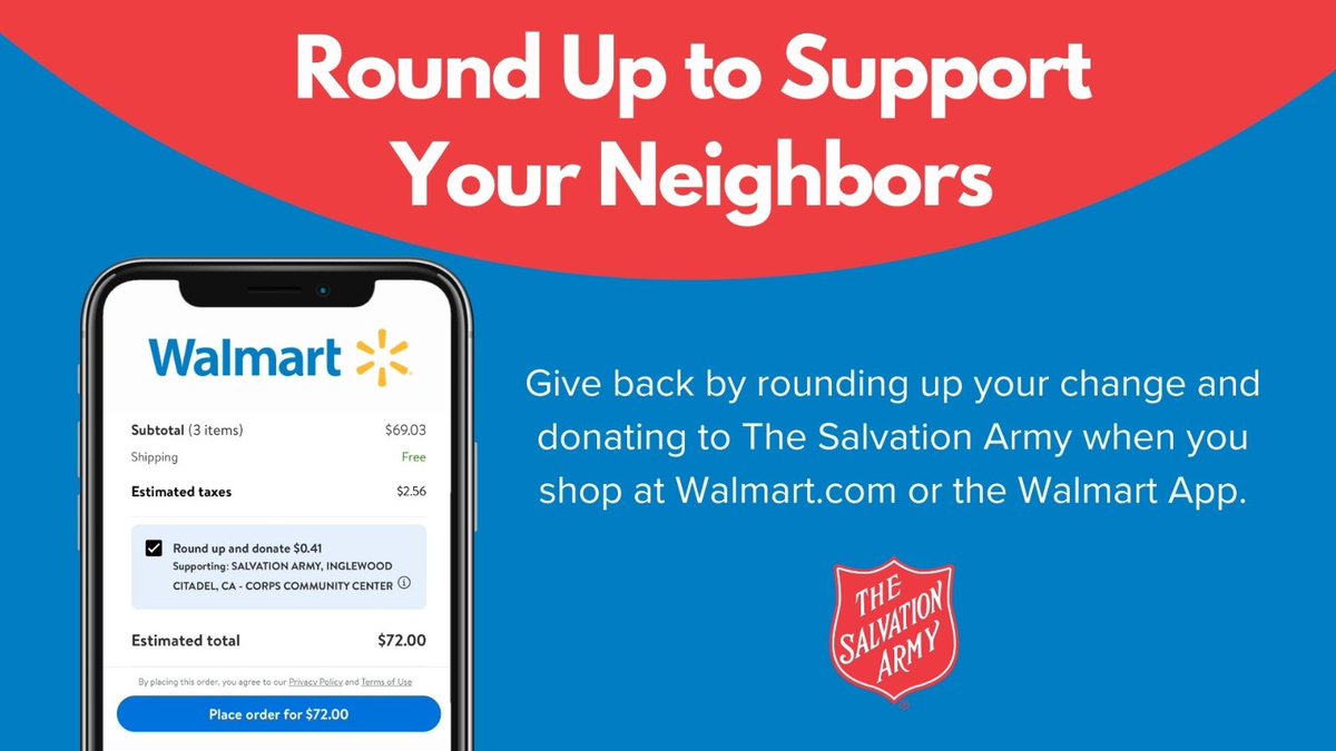 ECRedShield's tweet photo. For a limited time, when you shop on https://t.co/F5xFMBLjOY, you can round up your change and donate it to The Salvation Army! Visit https://t.co/6R5DkqeTJV - find SALVATION ARMY, EL CAJON, CA - Begin shopping!
*Promotion runs through 3/31/23*
#WalmartSparkforGood #SalvationArmy https://t.co/brJjN9lWVo