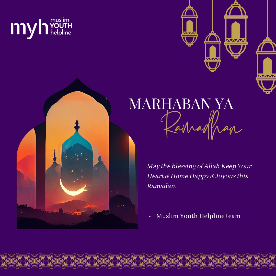 Wishing everyone a happy and joyous Ramadan. A reminder that the helpline will  be open as usual over the holy month every day from 4 pm - 10 pm if you ever need to talk to someone.