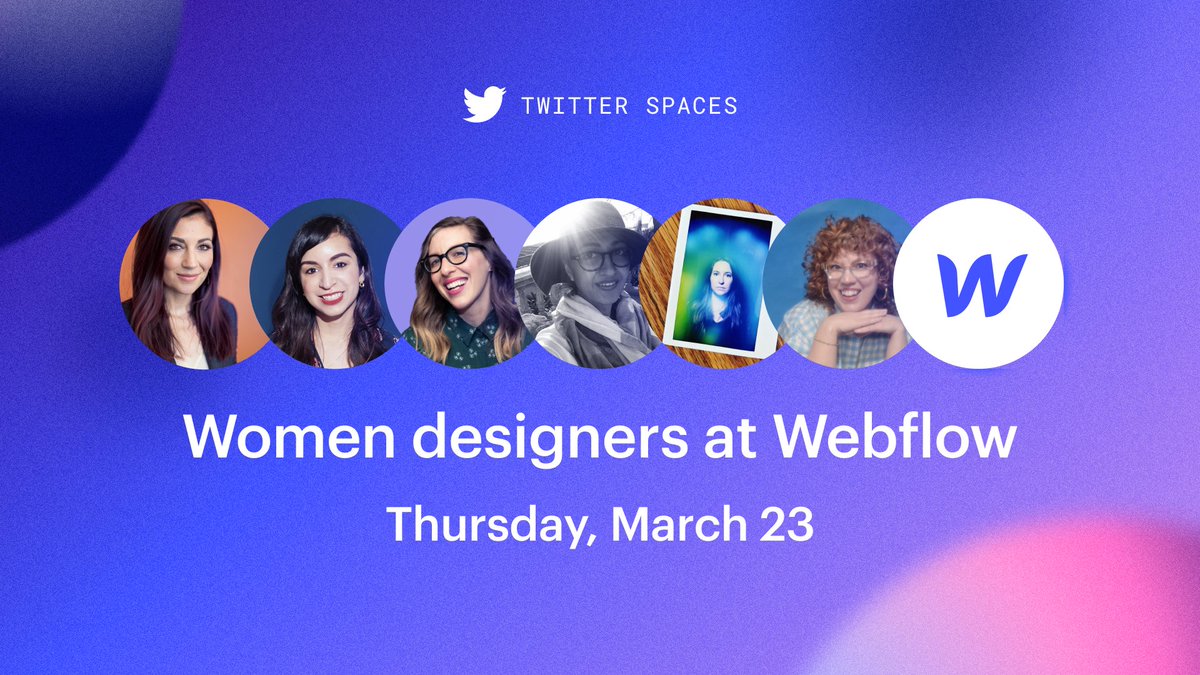 Join us for a *special* @TwitterSpaces conversation featuring women design leaders at Webflow tomorrow at 9am PT / 12pm ET 🎙️🤩

Learn about their experiences, insights, unusual sources of design inspiration, and much more!

Set a reminder here: x.com/i/spaces/1gqGv…