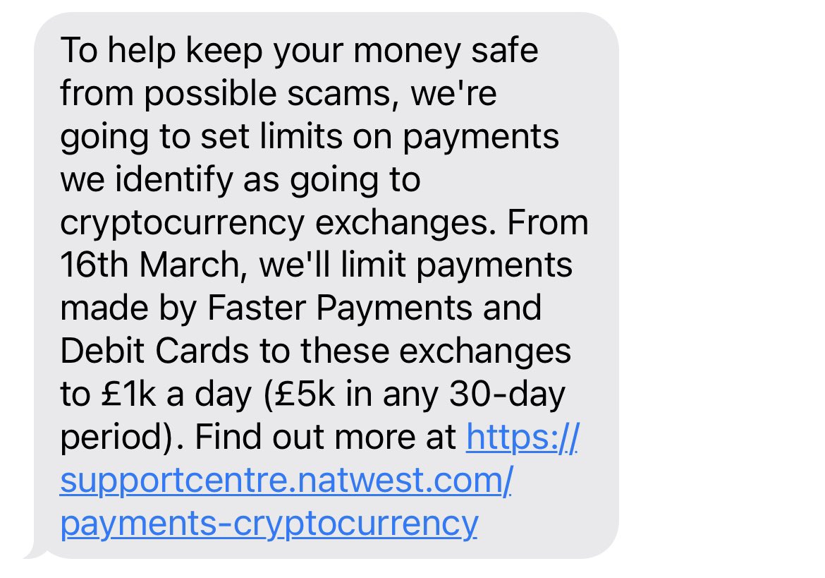 thinkandbemerry's tweet photo. @bitcoinarchive From @NatWestGroup @NatWest_Help 🤮 https://t.co/GWjUSGI4I8