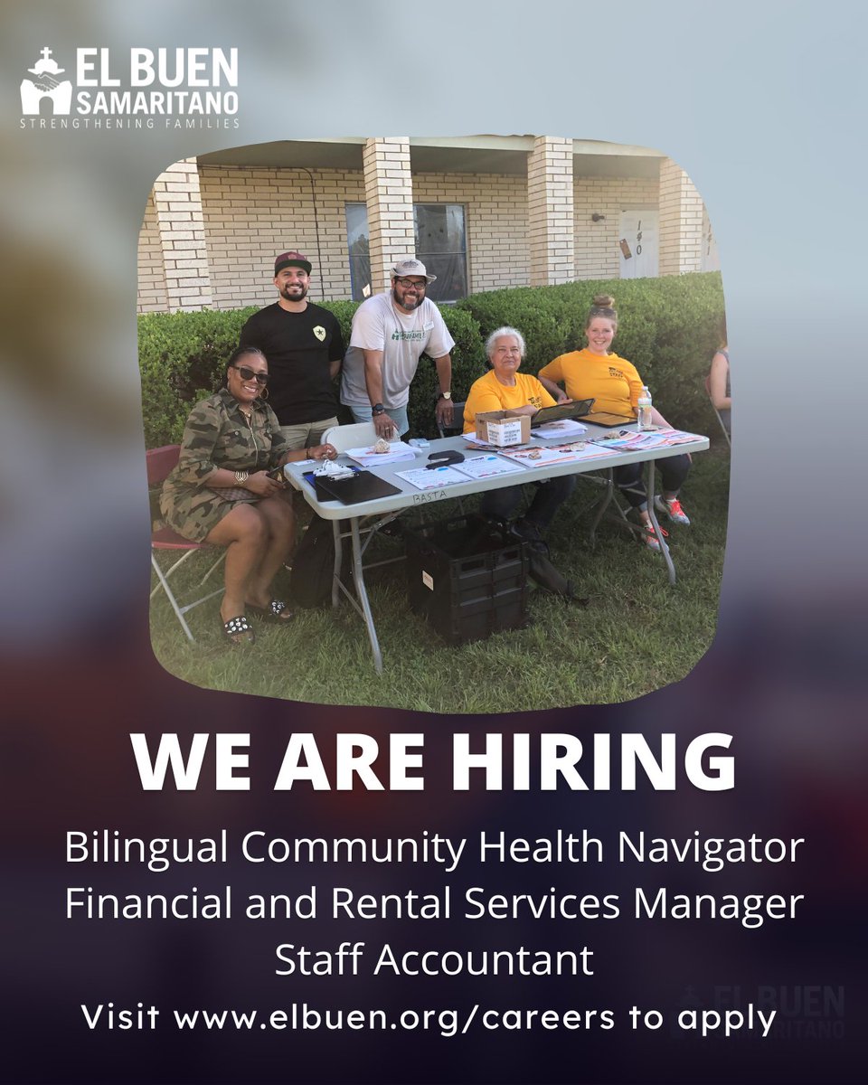 ElBuen's tweet photo. We are Hiring! Our current openings include Bilingual Community Health Navigator, Financial and Rental Services Manager, and Staff Accountant

Visit https://t.co/zedtnFfl3B to apply https://t.co/B4oUm1jR02