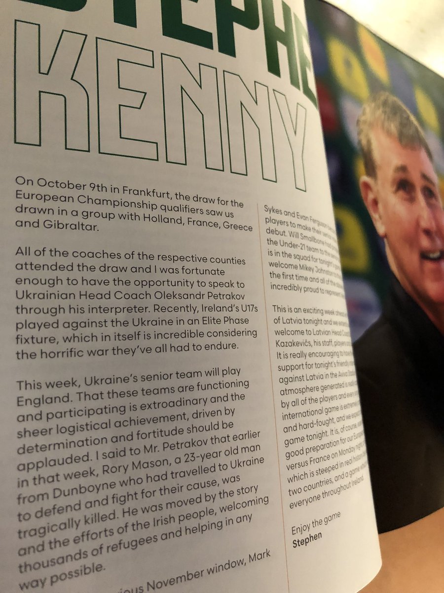 macdarabueller's tweet photo. Stephen Kenny using part of his #programmenotes to talk about the war in #Ukraine and Irishman Rory Mason who died in the war https://t.co/juXnp7Xwdt