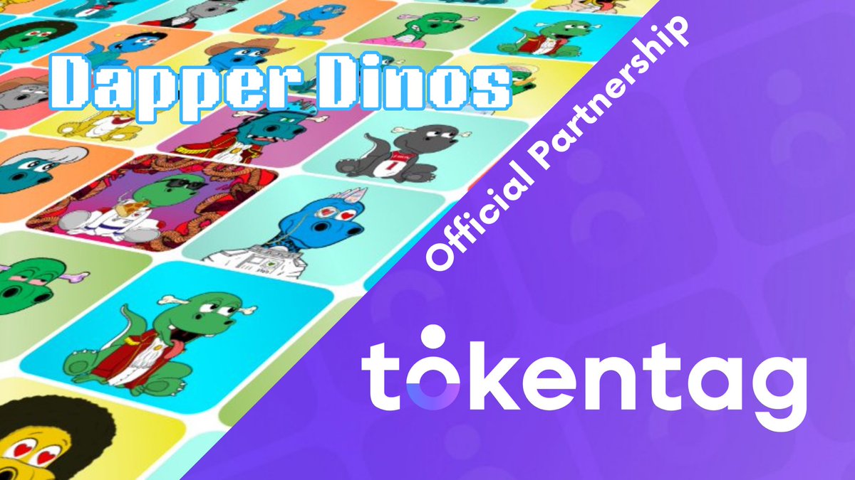 Excited to announce our partnership with <a href="/tokentagnft/">TokenTag</a>  to be the home base for The Dapper Dinos Community! 

Check out the link in this thread to join our TokenTag community and claim your Beta Access Pass airdrop 🎁 

#SaveTheDinos #DinoGames #StillNotExtinct!