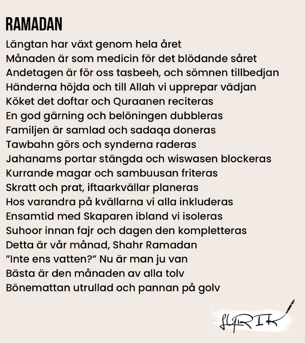 Ramadan Mubarak 🌙 bjuder på en ramme-dikt mjihi 🤭