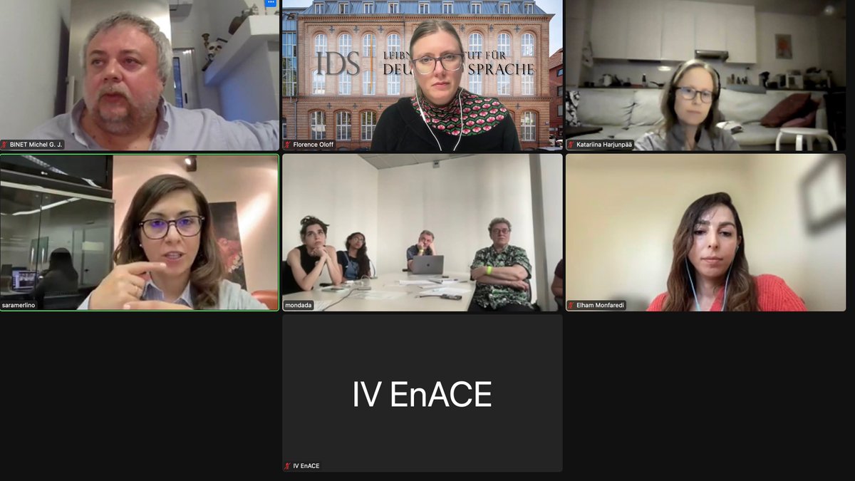 Among our favourite pastimes <a href="/SaraMerlino8/">Sara Merlino</a> :  Managing dynamic participation frameworks due to unruly technology and discussing multimodal practices with colleagues from all over the world @IV_EnACE 🤓🇧🇷🌎😊