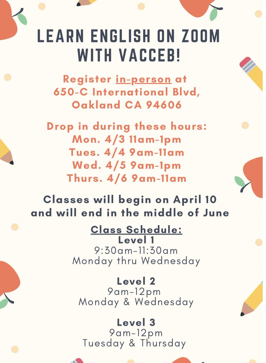 Registration for Free #ESL classes …