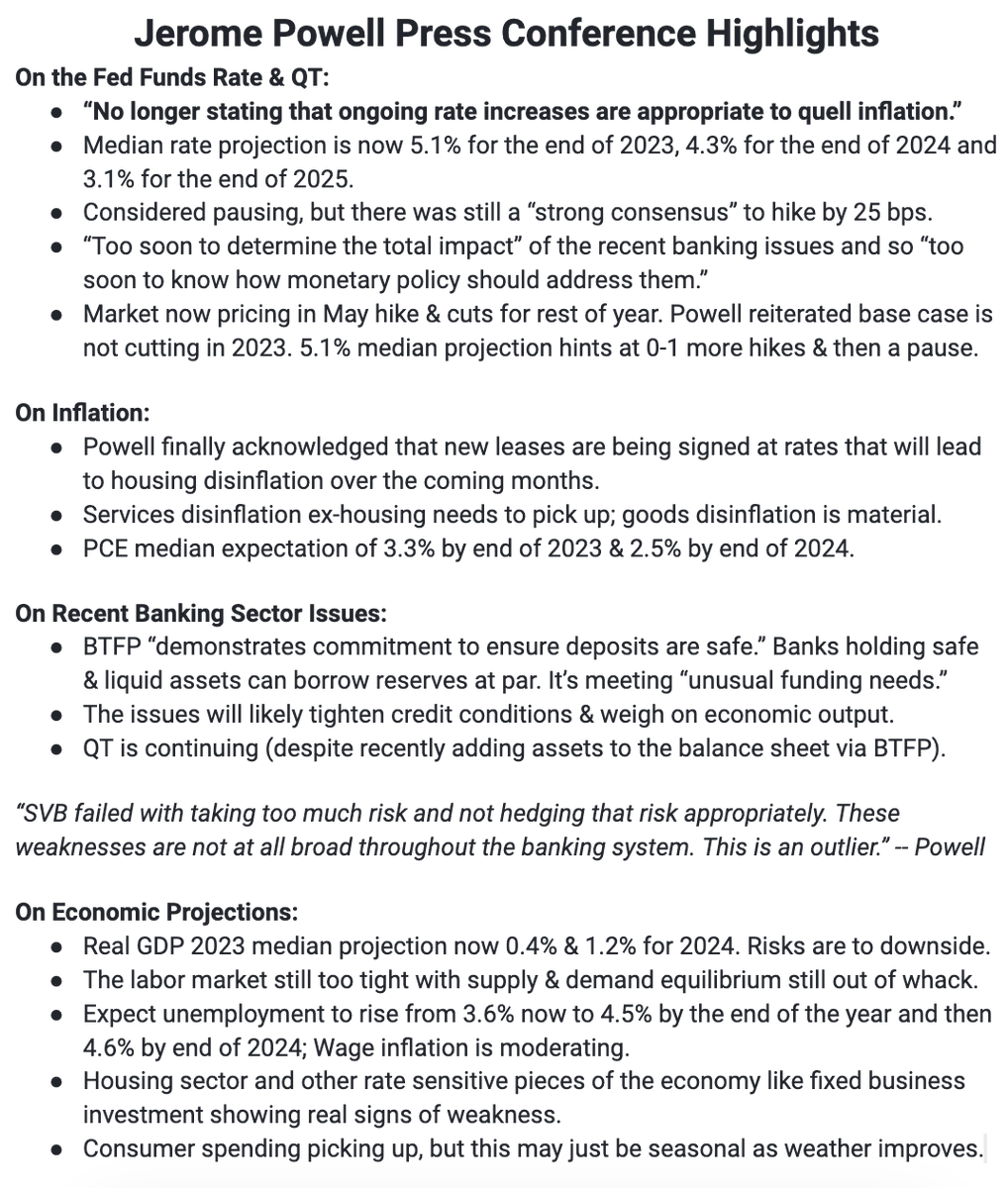 StockMarketNerd's tweet photo. Powell Presser Highlights: https://t.co/aC5lHvQvND