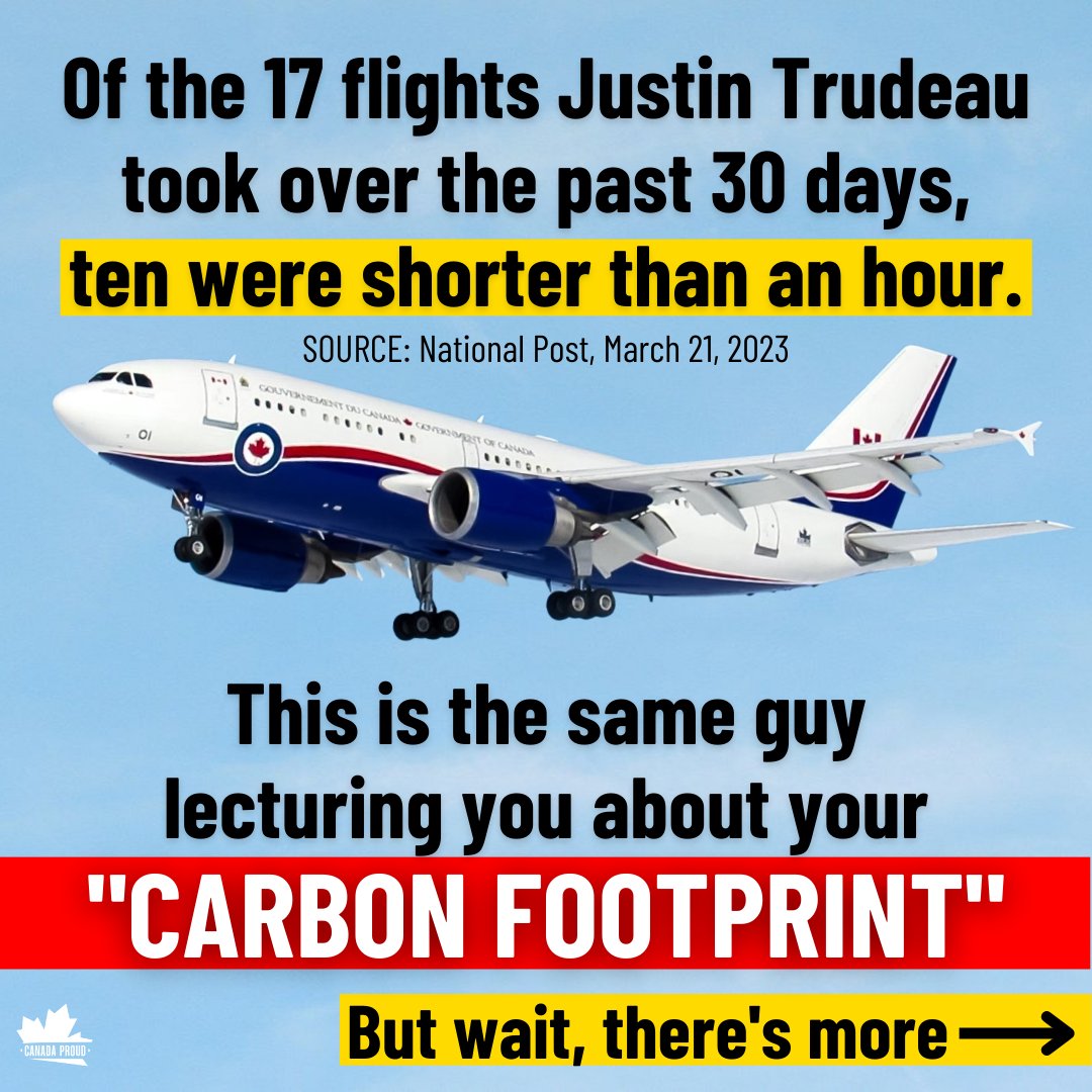 Carbon tax for you, tax-funded 22-minute flights for Justin Trudeau.
#climatechangehoax
#4Yourpage
#slavemasters
#slaveowners
#liarsclub
#Canadaproud
#canadianstoners