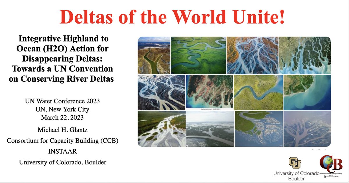 ccb_boulder's tweet photo. Tomorrow at the #UNWaterConference, @MickeyGlantz will ask for a conference on Uniting Deltas #UNite across the globe! The #Water #Crisis is increasing and #sea #Level #Rise is only going to get worse. A unified Delta coalition needs to be established. https://t.co/T9xcEiFu4E