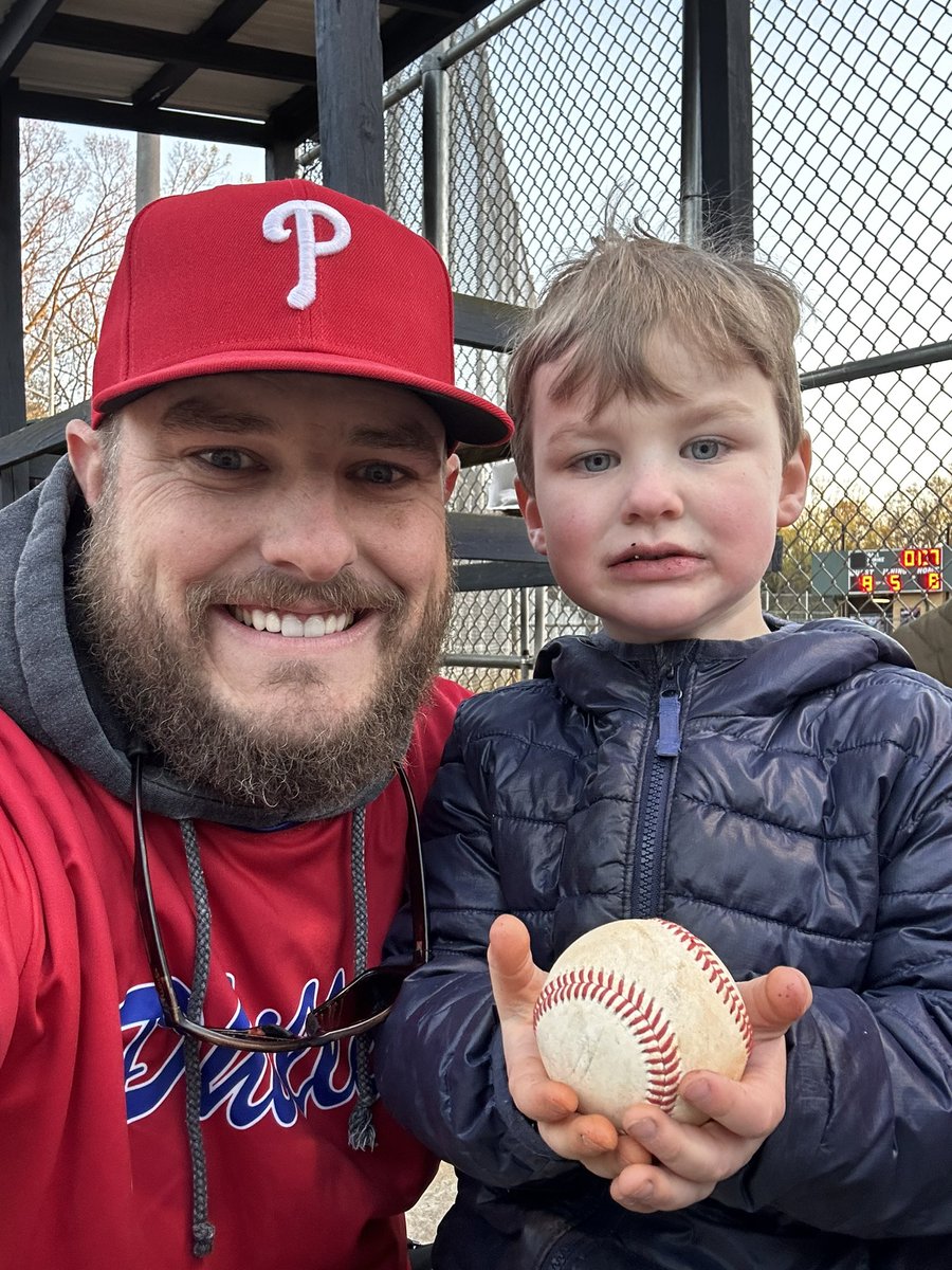kcpenley's tweet photo. Proud dad moment….It was a cold night for baseball but my son Barrett got the game ball for his two runs and 2 RBI. Didn’t even use the tee. #Phillies #6Ubaseball https://t.co/aRrgl2ckqg
