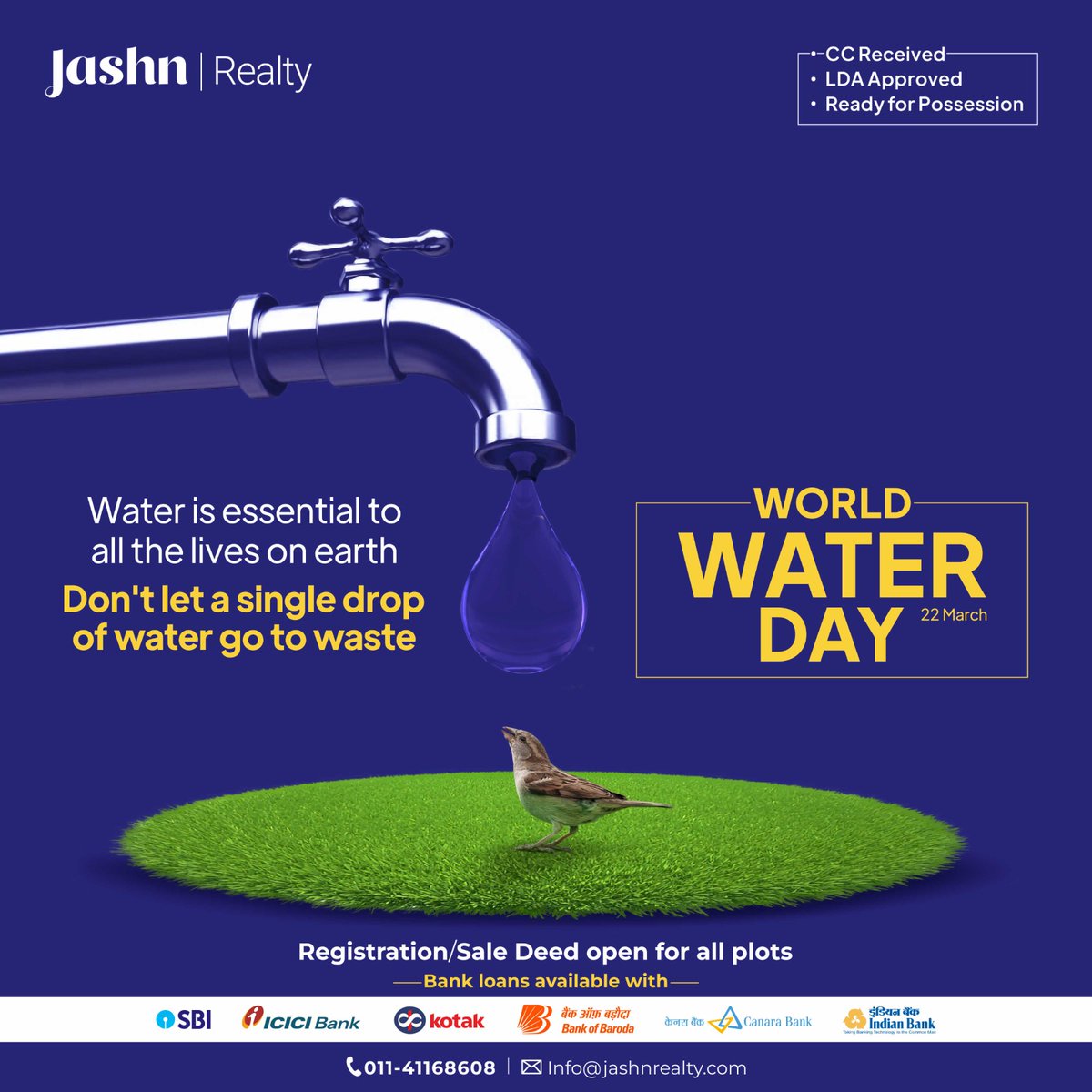 Water is one thing that defines life for all the organisms on this planet. Each effort made to conserve water can bring a big change to all of us. Warm wishes on the occasion of World Water Day!
.
.
#savewater #waterday #cleanwater #valuingwater #climatechange #water #waterday